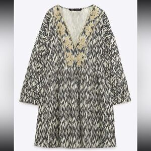 Patterned Black and Cream Dress